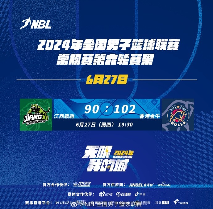 NBL今日赛果：江西赣驰90-102不敌香港金牛 琼斯准三双